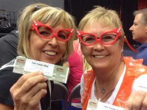 Candy Trapp and Charlotte Deveraux of American Fork are competing in the bowling competition of the Huntsman World Senior Games and came to enjoy the concert and celebration, St. George, Utah, Oct. 14, 2014 | Photo by Hollie Reina, St. George News