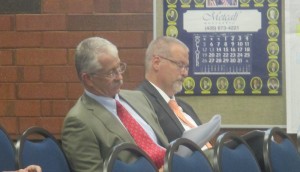 (L-R) Gold Cross Ambulance President Mike Moffitt, Steve Urquhart, attorney for Gold Cross Ambulance, St. George, Utah, Oct. 30. 2014 |  Mori Kessler, St. George News