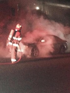 Vehicle fire on River Road, St. George, Utah, Oct. 4, 2014 | Photo by Patrick Amico, St. George News