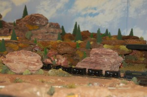 An "N" scale model railroad at the home of Tom Scardina is ready for visitors of the model train home tour, St. George, Utah, Nov. 6, 2014 | Photo by Hollie Reina, St. George News