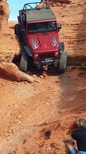 A member of the FMCA 4-Wheelers club drops into a trail at the Sand Mountain OHV area. The off-road club is visiting St. George, Utah, Oct. 31, 2014 | Photo courtesy Kim Pollock, president of FMCA 4-Wheelers.