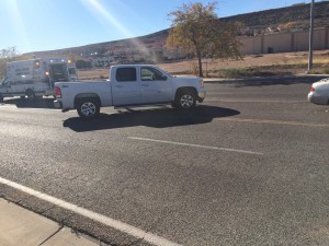 Results of an accident on Main Street in St. George, Utah, Nov. 25, 2014 | Photo by Brett Brostrom, St. George News