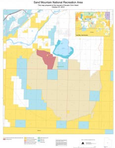 Boundaries of proposed National Recreation Area in the Sand Mountain OHV Area|Map courtesy of Sen. Orrin Hatch's office, St. George News 