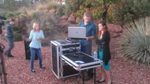 A DJ plays tunes for the protesters nearby. Among the songs played were the Beastie Boys' “Fight for your right to party” and Kenny Loggins' “Footloose,” 