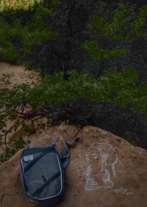 Casey Nocket leaves her mark on a rock in Zion National Park, circa 2014 | Photo courtesy of Modern Hiker, St. George News