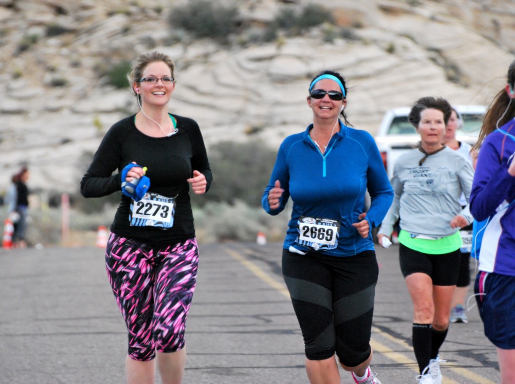 In this photo from 2014, runners smile as they participate in the Snow Canyon Half Marathon St. George UT, Nov. 1, 2014 | Photo by Leanna Bergeron, St. George News