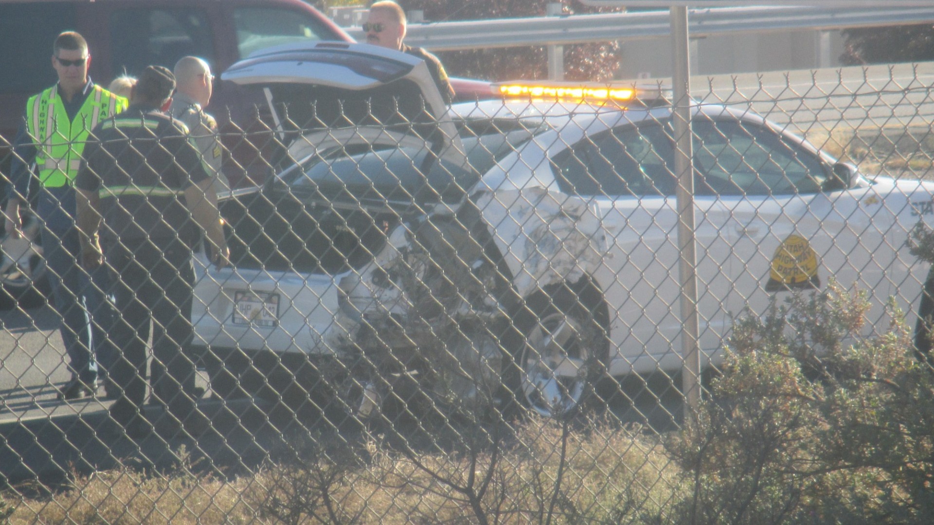 A Utah Highway Patrol Trooper was involved in a collision at Interstate 15 mile marker 9 near the Green Springs Drive Exit, Washington City, Utah, Nov. 28, 2014 | Photo by Mori Kessler, St. George News