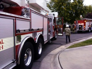 St. George firefighters respond to a house fire on Canyon View Drive in St. George, Utah, Nov. 1, 2014 | Photo by Aspen Stoddard, St. George News