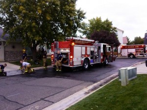 St. George firefighters respond to a house fire on Canyon View Drive in St. George, Utah, Nov. 1, 2014 | Photo by Aspen Stoddard, St. George News