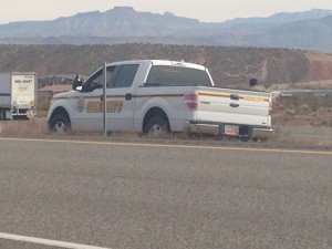 Iron County Sheriff's Office responds to a single car accident in the median of I-15, Hurricane, Utah, Dec. 8, 2014 | Photo by Holly Coombs, St. George News