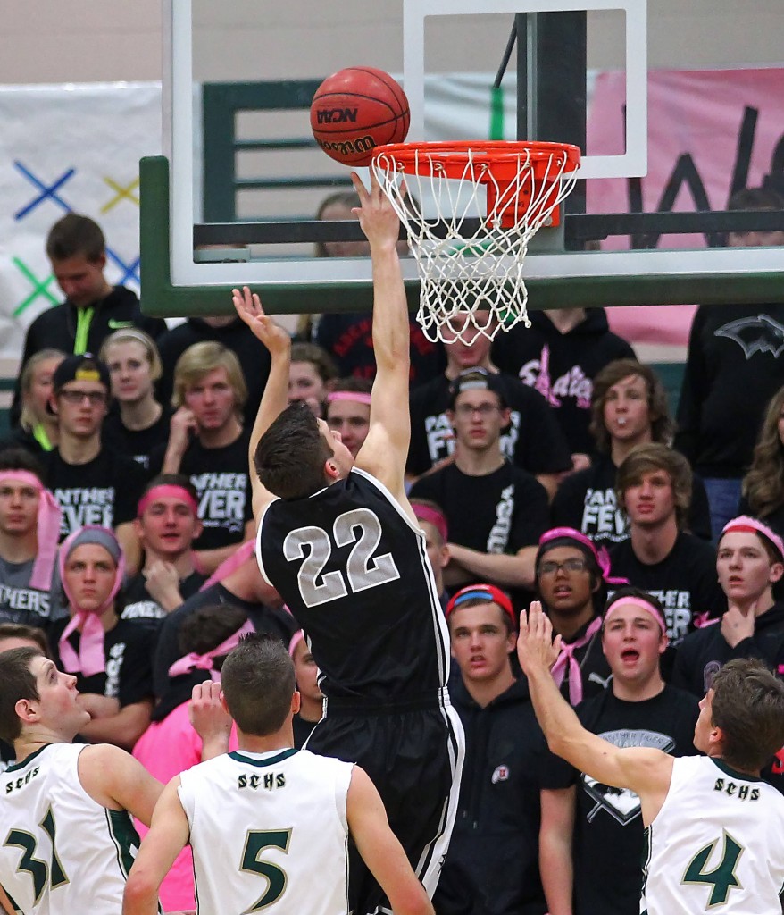 Cody Ruesch (22) lays in a shot, Snow Canyon vs. Pine View, Boys Basketball, St. George, Utah, Dec. 10, 2014 | Photo by Robert Hoppie, ASPpix.com, St. George News