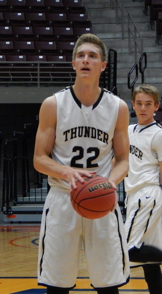 Quincy Mathews at the line, Desert Hills vs. Grantsville, 3A Preview, Richfield, Utah, Dec. 5, 2014 | Photo by Andy Griffin, St. George News