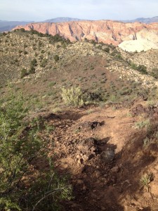 A view of the trail during a steep descent on the cinder cone hike, St. George, Utah, Circa Summer 2014 | Photo by Hollie Reina, St. George News
