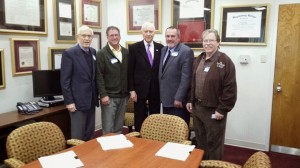 L-R, Utah Public Lands Alliance members Menlo Smith and Stacey Eaton, Sen. Hatch, Hurricane Mayor John Bramall and UPLA President Gil Meacham at a meeting at the office of Sen. Hatch, Salt Lake City, Utah, Dec. 22, 2014 | Photo courtesy of UPLA, St. George News