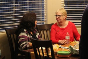 State Democratic Party Vice Chair, Josie Valdez (left), talks politics with former democratic candidate for the Utah House of Representatives, Dorothy Engelman (right), at the Talk and Tapas event, Hurricane, Utah, Jan. 11, 2014 | Photo by Devan Chavez, St. George News