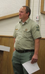 United States Forest Pine Valley District Ranger, Joe Rechsteiner, talks with the commissioners about current grazing data in the area, Washington County Administration Building, St. George, Utah, Jan. 20, 2015 | Photo by Devan Chavez, St. George News  