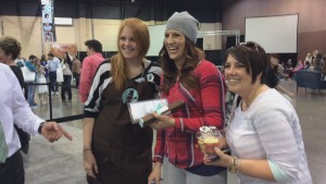 Betsy Kimber wins a $15,000 wedding ring after digging through 10,000 pounds of ice to find a diamond at the Southern Utah Wedding Showcase, St. George, Utah, Jan. 24, 2015 | Photo by Holly Coombs, St. George News