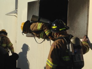 Utah firefighters get hands-on learning at the Utah Valley University Fire and Rescue Academy's winter fire school program, St. George, Utah, Jan. 9, 2015| Photo by Holly Coombs, St. George News