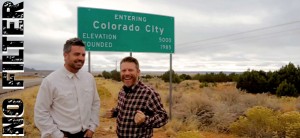 L-R: "No Filter Show" Co-hosts Paul Ford, Grady Sinclair, Hildale, Utah, November 2014 | Photo by Dan Fowlks, St. George News