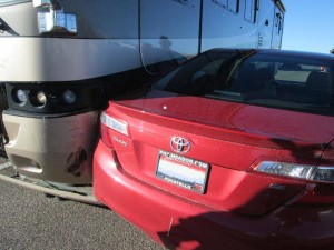 Toyota Corolla collides with a motor home, Beaver, Utah, Feb. 10, 2015 | Photo courtesy of Utah Highway Patrol, St. George News