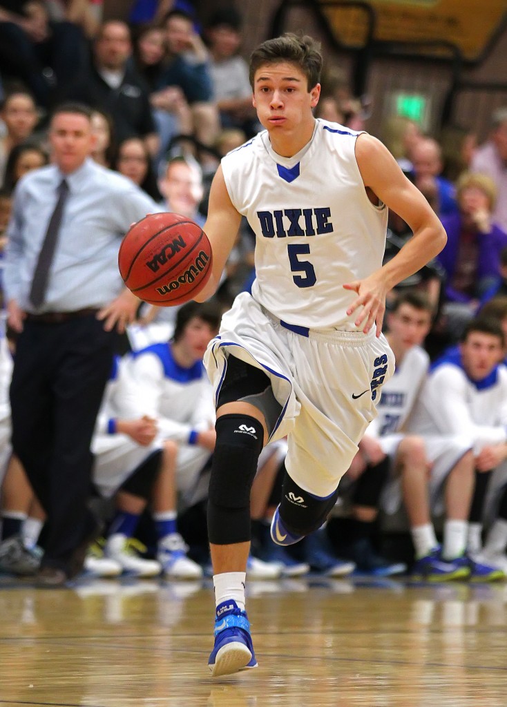 Tyler Bennett (5), file photo from Snow Canyon vs. Dixie, Boys Basketball, St. George, Utah, Feb. 11, 2015 | Photo by Robert Hoppie, ASPpix.com, St. George News