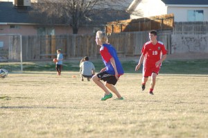 Members of Rage Football Club show off their ball handling skills at a soccer practice held at Panorama Elemetary, St. George, Utah, Feb. 12, 2015 | Photo by Hollie Reina, St. George News