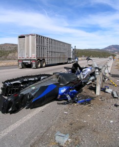 Single car accident involving a California SUV, Interstate 15, Pintura, Utah, Feb. 5, 2015 | Photo by Carin  Miller, St. George News