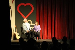 Drew Durrant pulls an audience member up onstage during a "Super Special Singles" skit, Rattlin' D Playhouse, Hurricane, Utah, February 2015 | Photo courtesy of Rattlin' D Playhouse, St. George News 