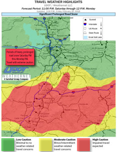 Travel weather highlights map, Utah, 4 p.m. Feb. 20, 2015 | Map courtesy of Utah Department of Transportation, St, George News  