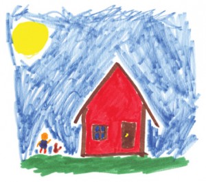 A children's drawing of a home and family, location and date unspecified | Image courtesy of Lani Puriri, St. George News