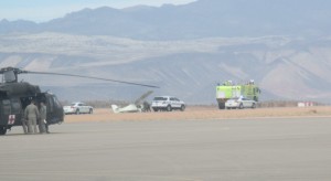 An experimental plane crashed at the St. George Municipal Airport due to being caught by a crosswind while landing, St. George, Utah, Feb. 21, 2015 | Photo by Mori Kessler, St. George News