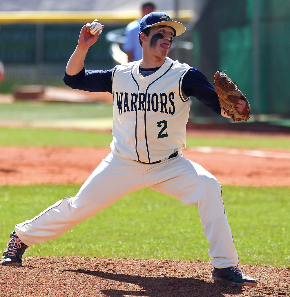 Warrior starting pitcher Nick Dolce, Canyon View vs. Snow Canyon, Baseball, St. George, Utah, Mar. 7, 2015 | Photo by Robert Hoppie, ASPpix.com, St. George News