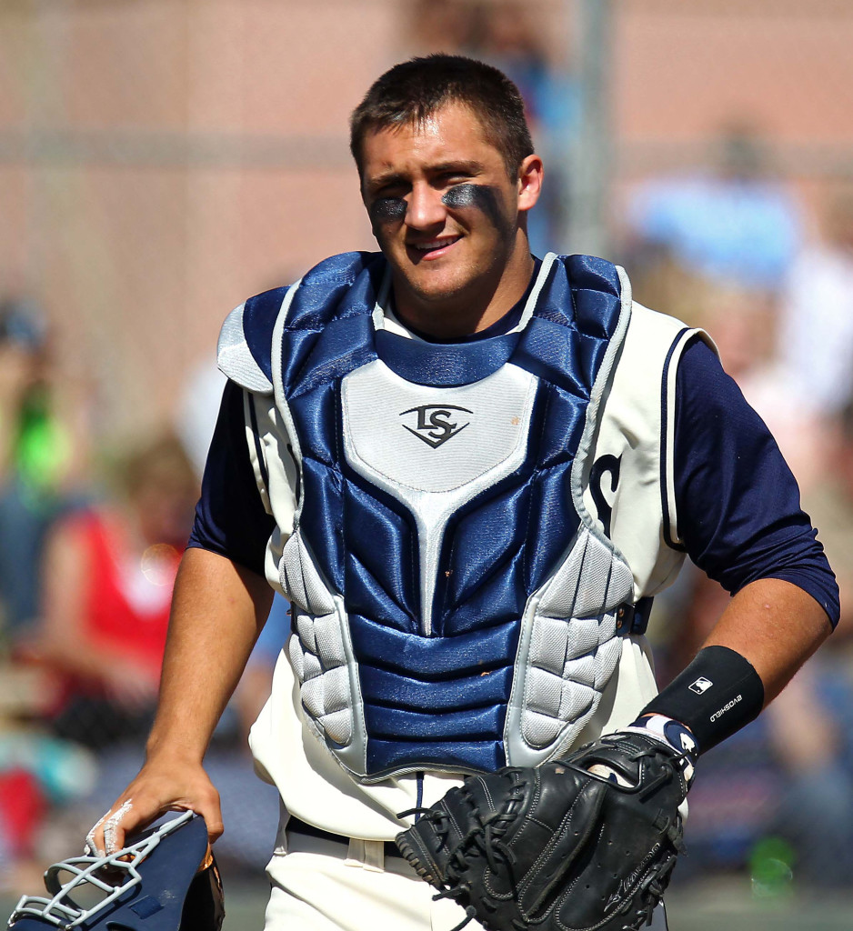 Snow Canyon catcher Brady Sargent, Canyon View vs. Snow Canyon, Baseball, St. George, Utah, Mar. 7, 2015 | Photo by Robert Hoppie, ASPpix.com, St. George News