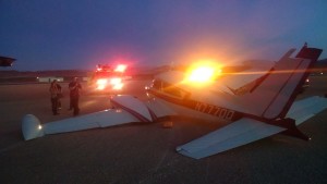 A Cessna 310 crashed at the St. George Municipal Airport due to mechanical failure while landing, St. George, Utah, Feb. 21, 2015 | Photo courtesy of Brad Kitchen, City of St. George, St. George News 