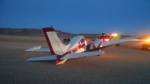 A Cessna 310 crashed at the St. George Municipal Airport due to mechanical failure while landing, St. George, Utah, Feb. 21, 2015 | Photo courtesy of Brad Kitchen, City of St. George, St. George News 