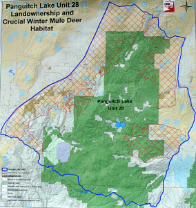 Map of winter grazing areas for the Unit 28 mule deer, Southern Utah University Hunter COnference Center, Cedar City, Utah, February 27,  | Photo by Carin Miller, St. George News