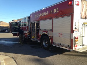 St. George Firefighters respond to a fire at an apartment on Hidden Valley Drive, St. George, Utah, March 28, 2015 | Photo by Holly Coombs, St. George News