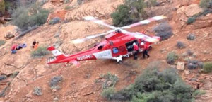 Life Flight was called in to assist in the rescue of an injured hiker in the Red Cliffs area, March 3, 2015 | Photo courtesy of the Washington County Search and Rescue, St. George News