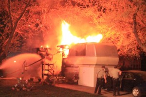 A late night fire destroys a trailer in Washington City  March 23, 2015 | Photo courtesy of Gary Bolton, St. George News