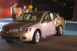 Two cars collided on 3050 East in St. George Monday night. One man was injured in the crash. | Photo by Ric Wayman, St. George News
