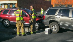 An accident on North Bluff street resulted in no injuries Friday, March 27, 2015 | Photo by Ric Wayman, St. George News