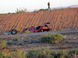 A St. George man was killed when his truck rolled over on Southern Parkway Saturday morning. St. George, Utah, April 11, 2015 | Photo by Ric Wayman, St. George News