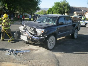 Two children are taken to the hospital after an accident on Main Street, St. George, Utah, April 11, 2015 | Photo by Ric Wayman, St. George News