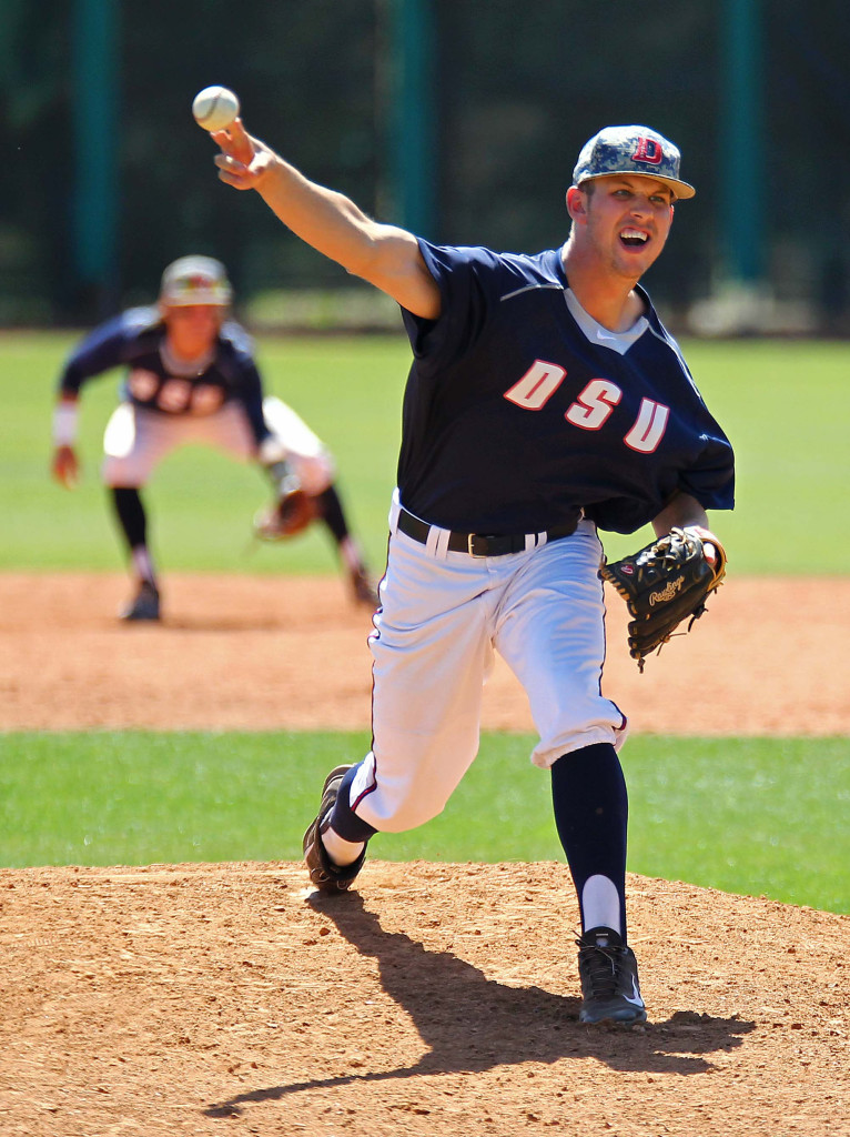 Red Storm relief pitcher Jeremy Alderman, file photo from Apr. 11, 2015 | Photo by Robert Hoppie, ASPpix.com, St. George News