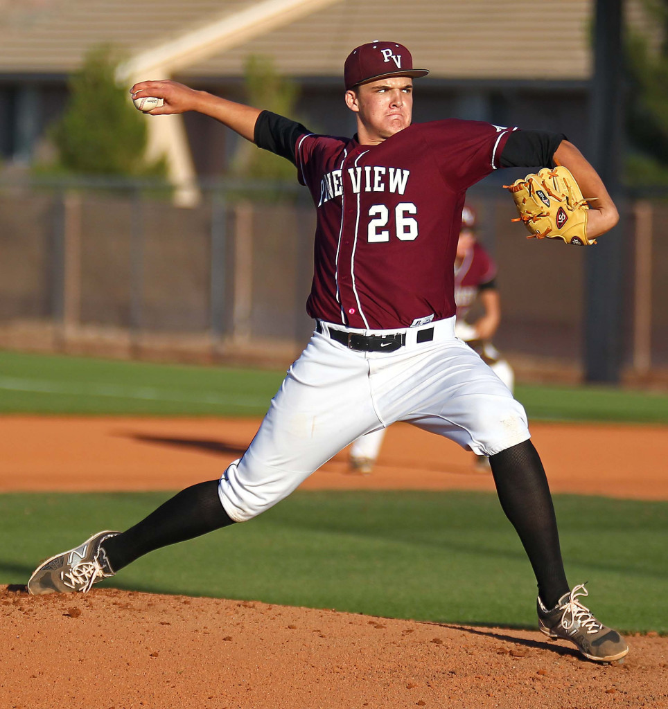 Pine View pitcher Harrison Goebel, Dixie vs. Pine View, Baseball, St. George, Utah, Apr. 17, 2015 | Photo by Robert Hoppie, ASPpix.com, St. George News