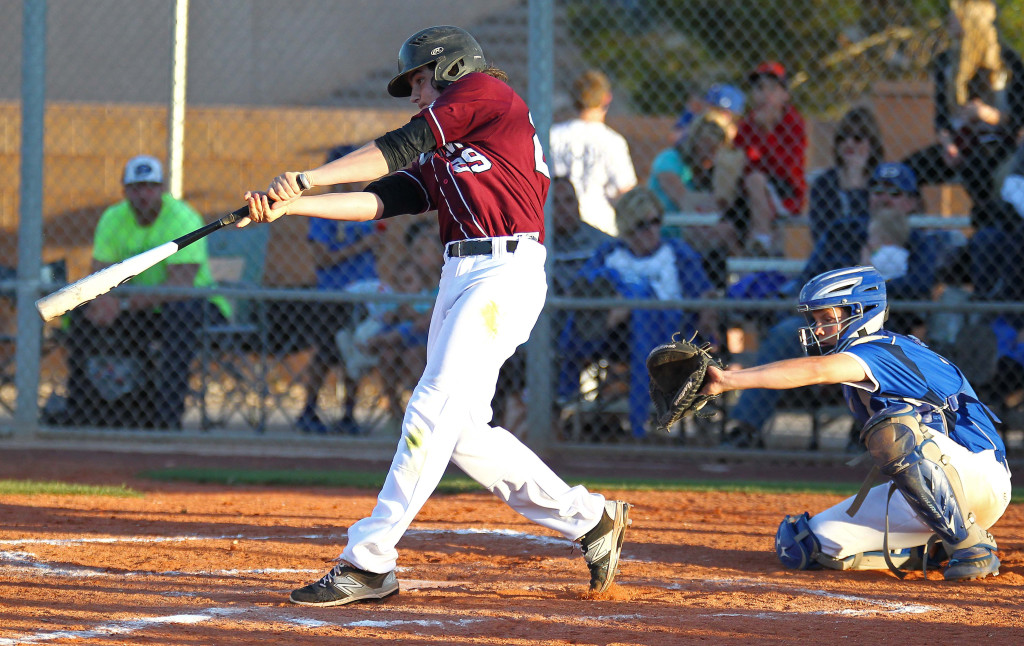 Conner Clark launches a two-run home run for the Panthers, Dixie vs. Pine View, Baseball, St. George, Utah, Apr. 17, 2015 | Photo by Robert Hoppie, ASPpix.com, St. George News