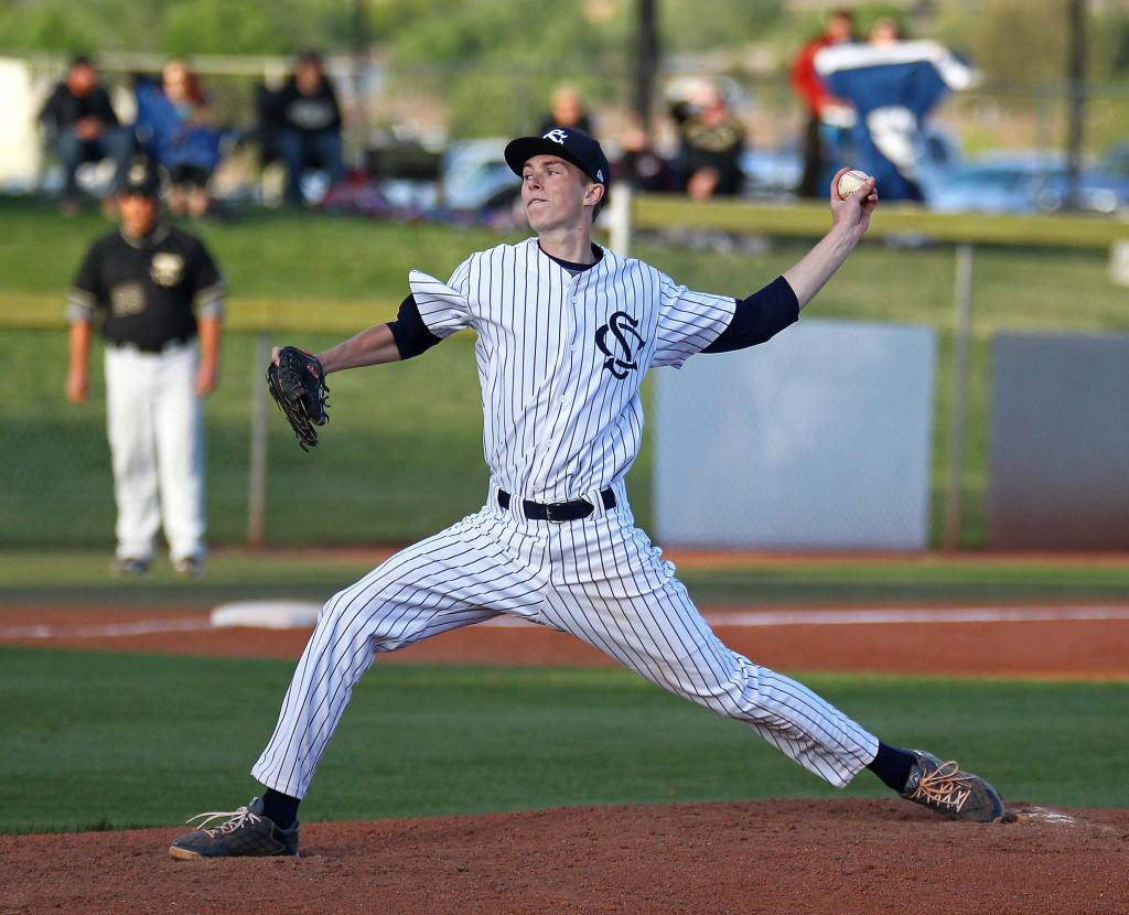 Warrior starting pitcher Jake Sargent, file photo from Desert Hills vs. Snow Canyon, Baseball, St. George, Utah, Apr. 7, 2015 | Photo by Robert Hoppie, ASPpix.com, St. George News