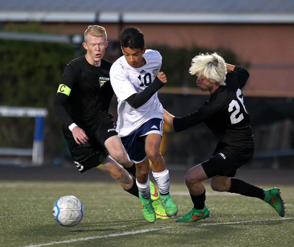 Angel Muniz (10) scored two goals for the Warriors, file photo from Desert Hills vs. Snow Canyon, Soccer, St. George, Utah, Apr. 7, 2015 | Photo by Robert Hoppie, ASPpix.com, St. George News