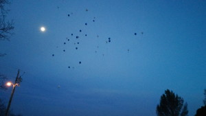 Balloons are released into the sky in honor of Shawn Multine, who was killed in a homicide in October 2014, Kaibab Paiute Reservation, Arizona, April 1, 2015 | Photo by Cami Cox Jim, St. George News