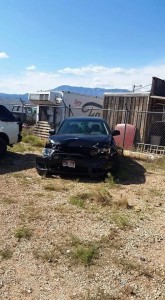 Ericka Reber's totaled Mitsubishi Lancer sits at an impound lot in Hurricane, Utah, April 22, 2015 | Photo courtesy of Ericka Reber, St. George News